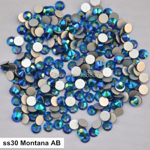 Free Shipping! 288pcs/Lot, ss30 (6.3-6.5mm) Montana AB Flat Back Non Hotfix Nail Art Rhinestones