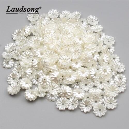 200PCS 10MM Imitation Pearl Material Acrylic Beads Flower Shape For DIY Fashion Jewelry Necklace Bracelet Production
