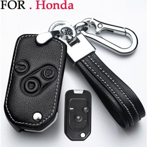 Custom Car key case For Honda Accord Civic City CRV CRZ XRV URV Odyssey CRIDER Fit leather Protective cover Keychain key ring