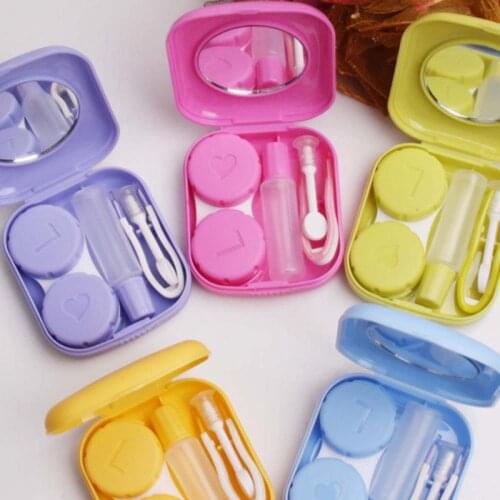 New Cute Pocket Portable Mini Contact Lens Case Easy Carry Make Up Beauty Pupil Storage Box Mirror Container Travel Kit