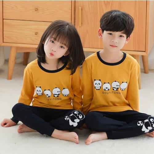 Children Full Sleeve Cotton Pajamas Girls Boys Pyjamas Kids Pajamas Sets Cartoon Children Sleepwear Baby Clothing for 2-13Year