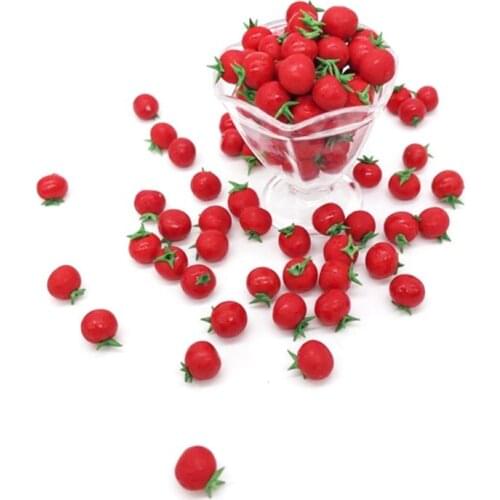 97BC 10Pcs 1:12 Scale Dollhouse Resin Artificial Fake Miniature Fruit Tomato Kitchen Food Model Accessories
