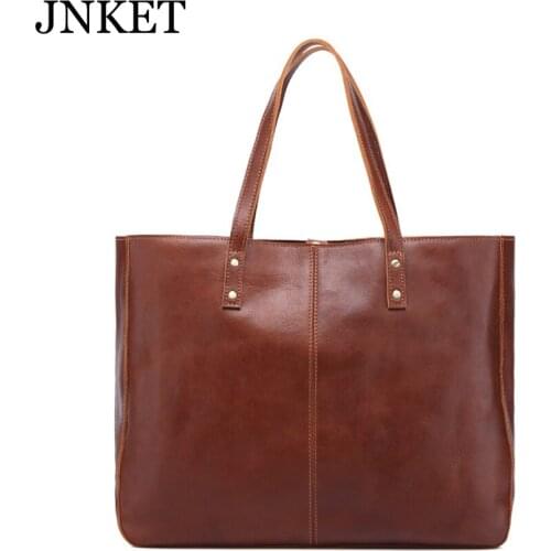 JNKET New Women Cowhide Handbag Casual Shoulder Bag Ladies Sling Bag Large Capacity Tote Bags