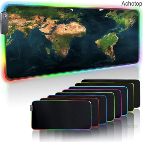 World Map DIY RGB Large Mouse Pad Gamer Big Anime Mouse Mat Computer Mousepad Led Backlight XXL Keyboard table computer mat