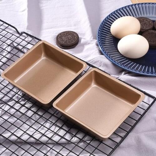 2Pc 4 inch Non-stick Mini Bakeware Pan Carbon Steel Pizza Cake Baking Tray Loaf Bread Cookie Oven Roasting Bread Baking Cake Pan