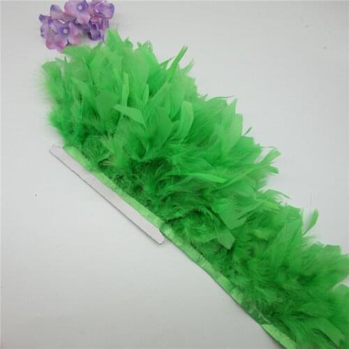 20 Meter Apple green fluffy Beautiful Turkey feathers ribbon fringe 10-15cm turkey feather trimming for carnival Diy costumes