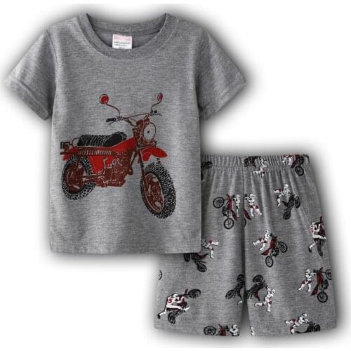 A%A-672 Summer Baby Kids Girls Pajamas Sets Cute Cartoon Pyjamas Set Short Knitted Cotton Sleepwear Girls Children Suit Leisure