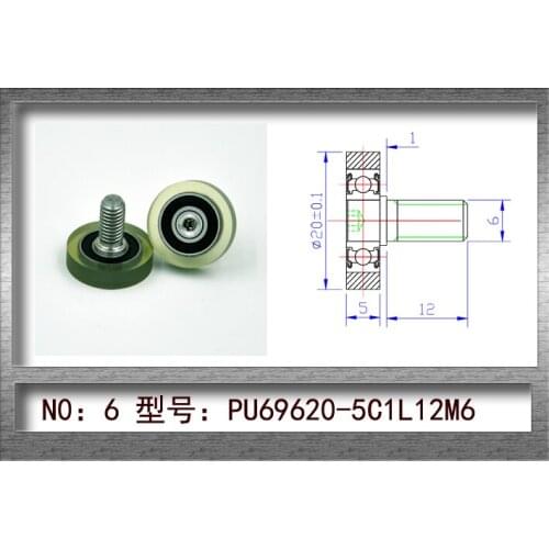 PU material pulley package bearings with M6x12 screws (20x5-M6x12) 10pcs/lot