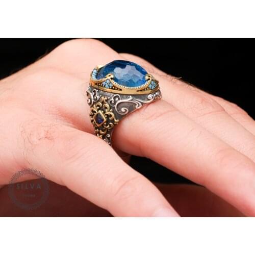 Zircon Stone 925 Silver mens Ring. Mens Jewelry Stamped With Silver Stamp 925 All Sizes Are Available