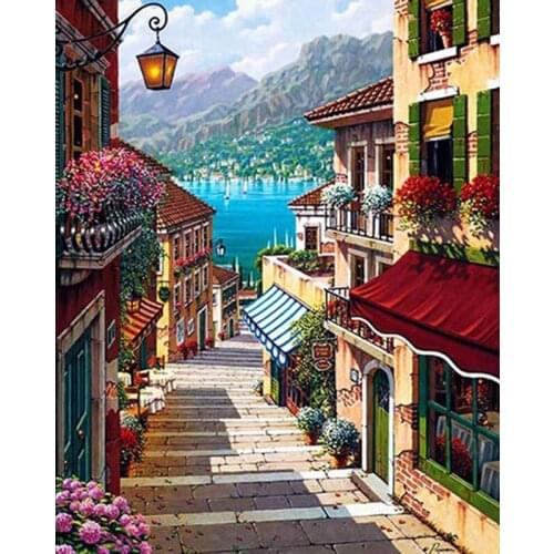DIY Digital Painting By Numbers stairway of love oil painting mural Kits Coloring Wall Art Picture Gift frameless