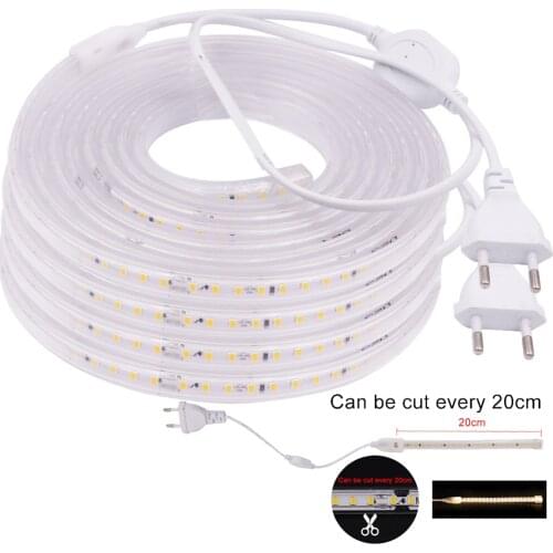 New 20CM Cuttable 220V led strip 2835 SMD Neutral White 120LEDS/M Flexible Led light white, No Lead tape Light 1m 5m 10m 50m
