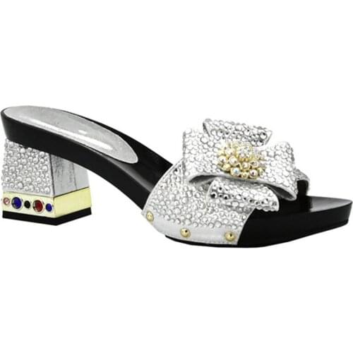 New Arrival Elegant Italian Women Shoes with Stone High Heels Summer Women Pumps Nigerian Women Wedding Shoes with Rhinestone