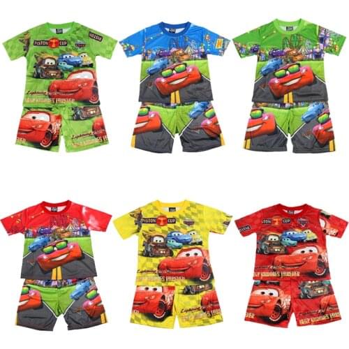New Kids Cars Pajamas For Girls Summer Childrens Pajamas Sets Child Short Sleeve Pyjamas Boys Cotton Pijamas Sleepwear 3-8Y