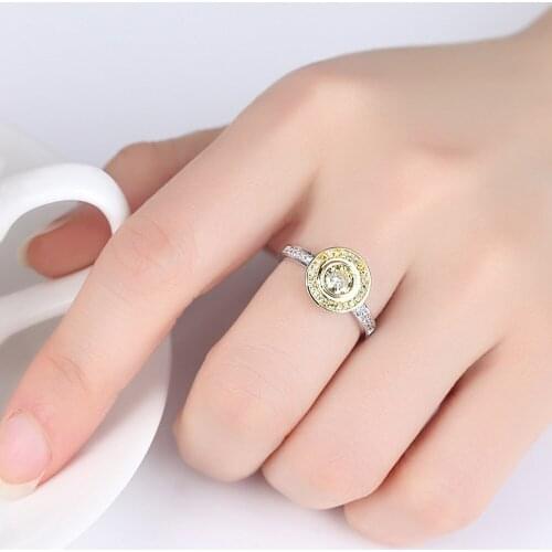 Wedding Rings For Women Charms Queen Princess Ring Round yellow Stone Bridal Engagement Jewelry