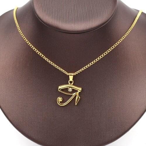 BUDROVKY Hip-hop Necklace Pharaoh Patron Saint Horus Eye Necklace Alloy Pendant Clavicle Necklace Wholesale