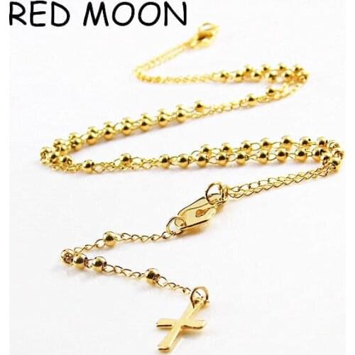 Kalung Katolik Rosario Women Jewelry Necklaces Pendants Titanium Stainless Steel Fine Jewelry Lobster Clasp Chain Cross Necklace