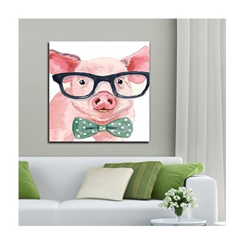 Popular art in 2021 famous dog the beautiful color Animal Pig Oil Painting Picture On Canvas ,free shipping ,no frame. D-108