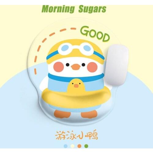 Swimming ring duckling sliding mouse pad wrist guard cartoon wrist pad 3d silicone wrist support soft men women creative cute
