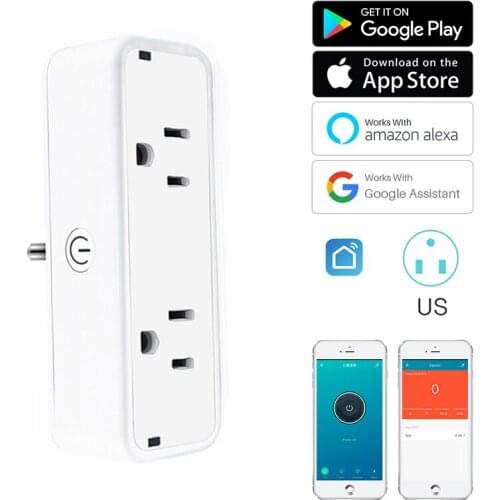 Socket Outlet 2 In1 Smart Plug WiFi Socket US 15A Timing Function Tuya SmartLife APP Control Works With Alexa Google Assistant