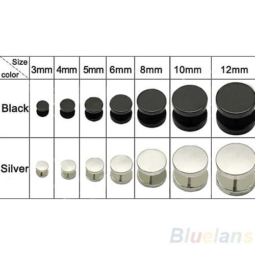 3 4 5 6 8 10 12 mm Men Women Girl Cool Barbell Punk Gothic Stainless Steel Ear Studs Earrings Black Fashion 2020 1FXL