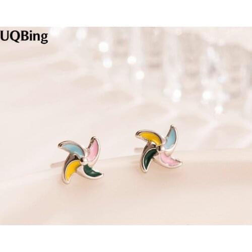 Free Shipping Fashion Sterling Silver 925 Windmill Stud Earrings Jewelry Pendientes Brincos