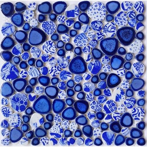 Blue White Art Pattern Porcelain Glazed Ceramic Mosaic Tiles,Bathroom Shower kitchen backsplash swimming pool Wall Floor tiles