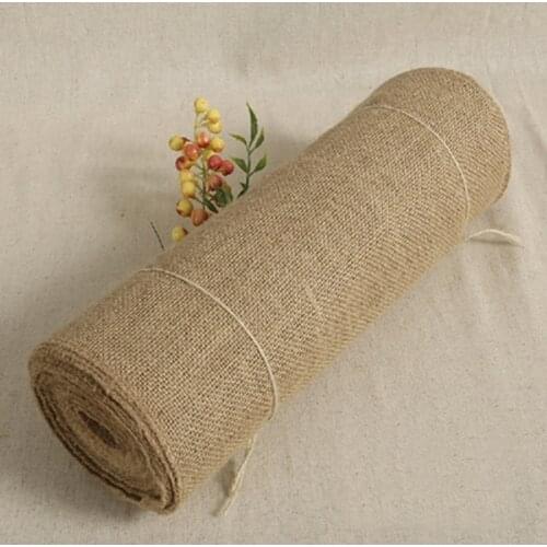 Natural Jute Burlap Table Long Roll Runner Fabric Craft for Wedding Mariage Decoration Home Sewing DIY Table Runner Tablecloth
