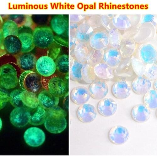 New Colors SS6-SS30 Crystal Luminous White Opal Rhinestone Glitter Strass Iron On Rhinestones for Nail Art Fabric Garment