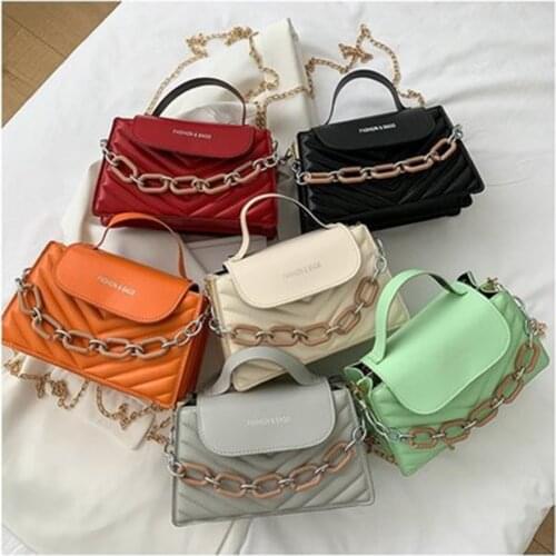 New Casual Thread Chain Crossbody Bags For Women Fashion Simple Shoulder Bag Ladies Designer Handbags PU Leather Messenger Bags