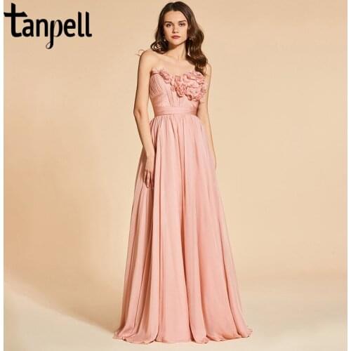 Tanpell flowers prom dresses sweetheart bright dark pink floor length a line dress women sleeveless evening custom prom gown