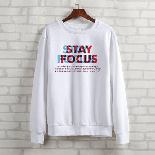 BLINGPAW Stay Focue Letter Printed Women Crewneck Sweatshirt Heavy Blend Crew Neck Long Sleeve Plus Size