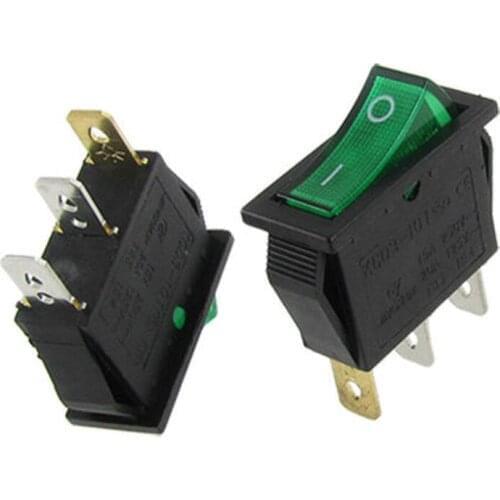 YOCOMYLY 20pcs Green Light ON-OFF I/O SPST Boat Rocker Switch 3 Pins15A/250V 20A/125V AC