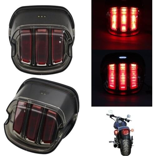 Motorcycle LED Tail Light Smoke Lens Brake License Plate Lamp Rear Stop 12v For Sportster Dyna Road King Softail Touring Fatboy