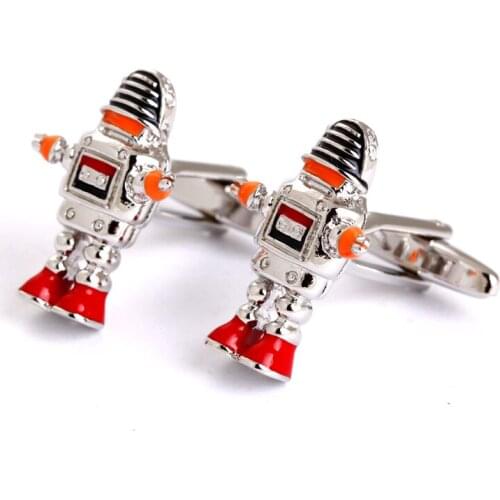 Novelty Design Cufflinks Robot Mens shirts Cuff link For French Business Silver Cufflinks For Men Jewelry Fashion Accessories