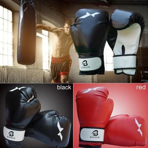 1pair Sports Adults Man/Woman Boxing Training Fighting Sponge Gloves Muay Thai Sparring Punching Kickboxing PU Gloves