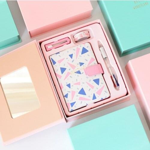 1pcs creative stationery PU buckle with gift box imitation leather handbook set with small fresh gift notebook diary