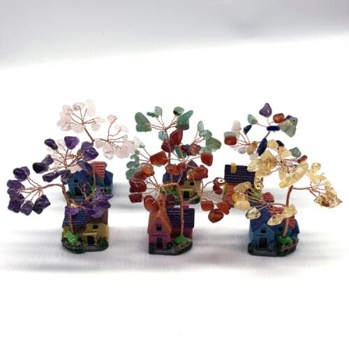 1pc Office Natural Amethyst Rose Quartz Tree Of Life Rock Mineral Specimen Reiki Healing Home Decoration DIY Gifts Souvenir