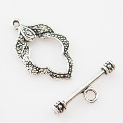16 New Connectors Necklace Leaf Circle Toggle Clasps Tibetan Silver