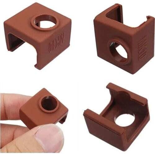2Pcs MK10 Silicone Protective Case Coffee Color For Heating Aluminum Block 3D Printer Part Hot End
