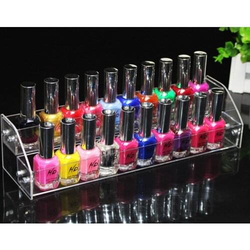 2 Tiers Clear Makeup Cosmetic Acrylic Organizer Lipstick Jewelry Display Stand Holder Nail Polish Rack 31*9*7.5cm