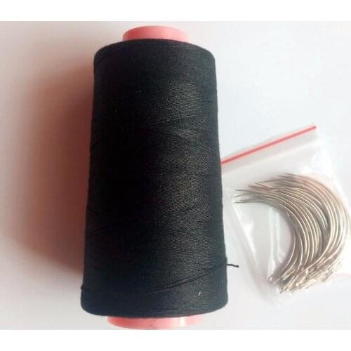 25 pcs C needle with gift 1 roll Black cotton thread weave thread hair weaving thread