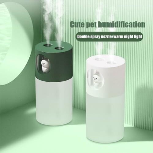 270ml Humidifier Cute Pet Dual-spray Desktop Air Humidifier Mini USB ABS Diffuser 2W LED Air Humidifier for Home Office Car