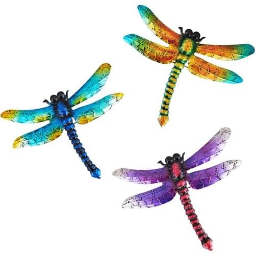 3/6pcs Metal Dragonfly Wall Decor Indoor Art Sculpture Patio Rust Resistance Wall Hanging Decoration