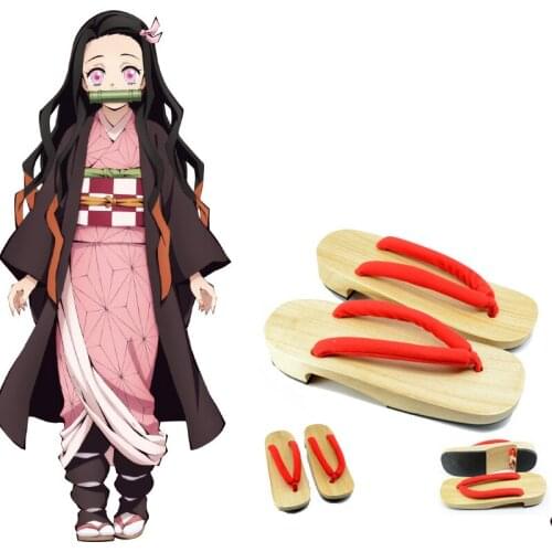 Anime women Cosplay Canvas Shoes Demon Slayer: Kimetsu no Yaiba Kamado Nezuko Shoes Men Japan geta