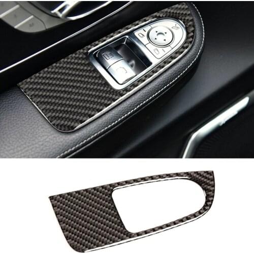 Car Carbon Fibler Window Lift Button Switch Cover Frame Trim for Mercedes Benz V-Class 2015-2020