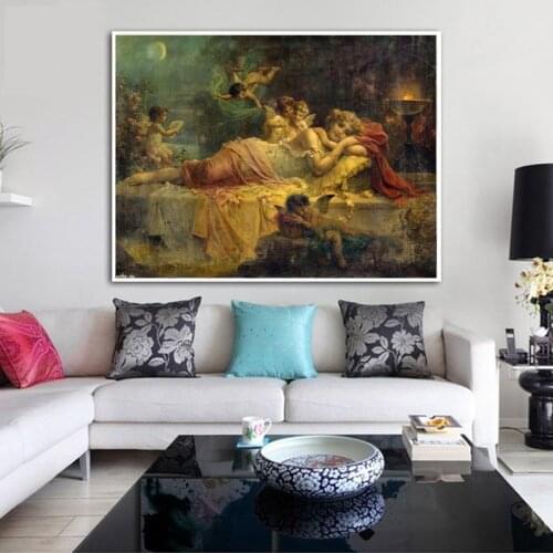 Free shipping classical baby angels sleeping beauty canvas painting oil painting hand painted on canvas wall art decoration
