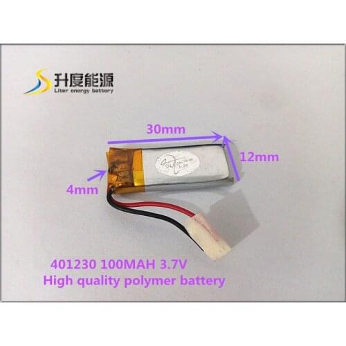Free shipping Polymer battery 401230 3.7V 100mah battery Bluetooth headset sports headphone battery