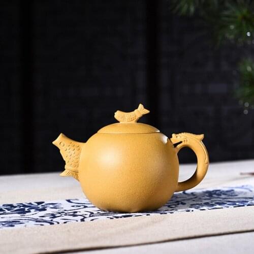 220ml Genuine Yixing Zisha Tea Pot Famous Handmade Raw Ore Section Mud Niannianyouyu Teapot Kung Fu Tea Kettle Free Shipping