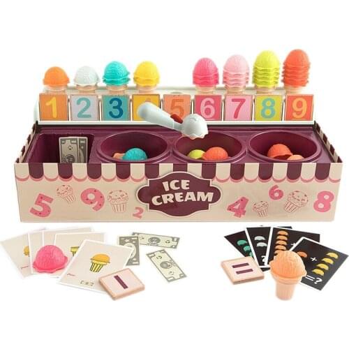 Children Learning and Educational Toys Math and Logic Multicolor Number Cognitive Ice Cream Box for Preschool Kids