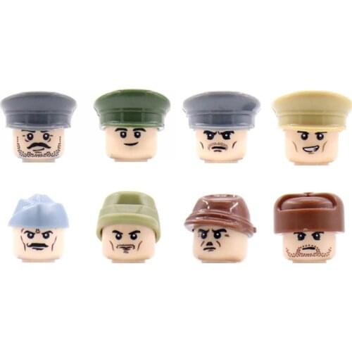 WW2 Military Army Italy Officer Figures Accessories Building Blocks Military US Officer Hat Parts Mini Bricks Toys For Children